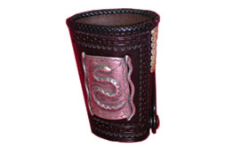 Leather Cowboy Cuffs - Rattlesnake Motif