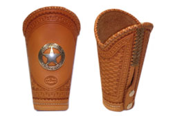 Leather Cowboy Cuffs - Star Motif Waffle Weave