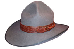 Leather Hat Band - Basket Weave Stamped