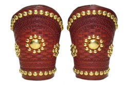 Leather Cowboy Cuffs - Studded Circle Design