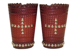 Leather Cowboy Cuffs - Studded Cross Design