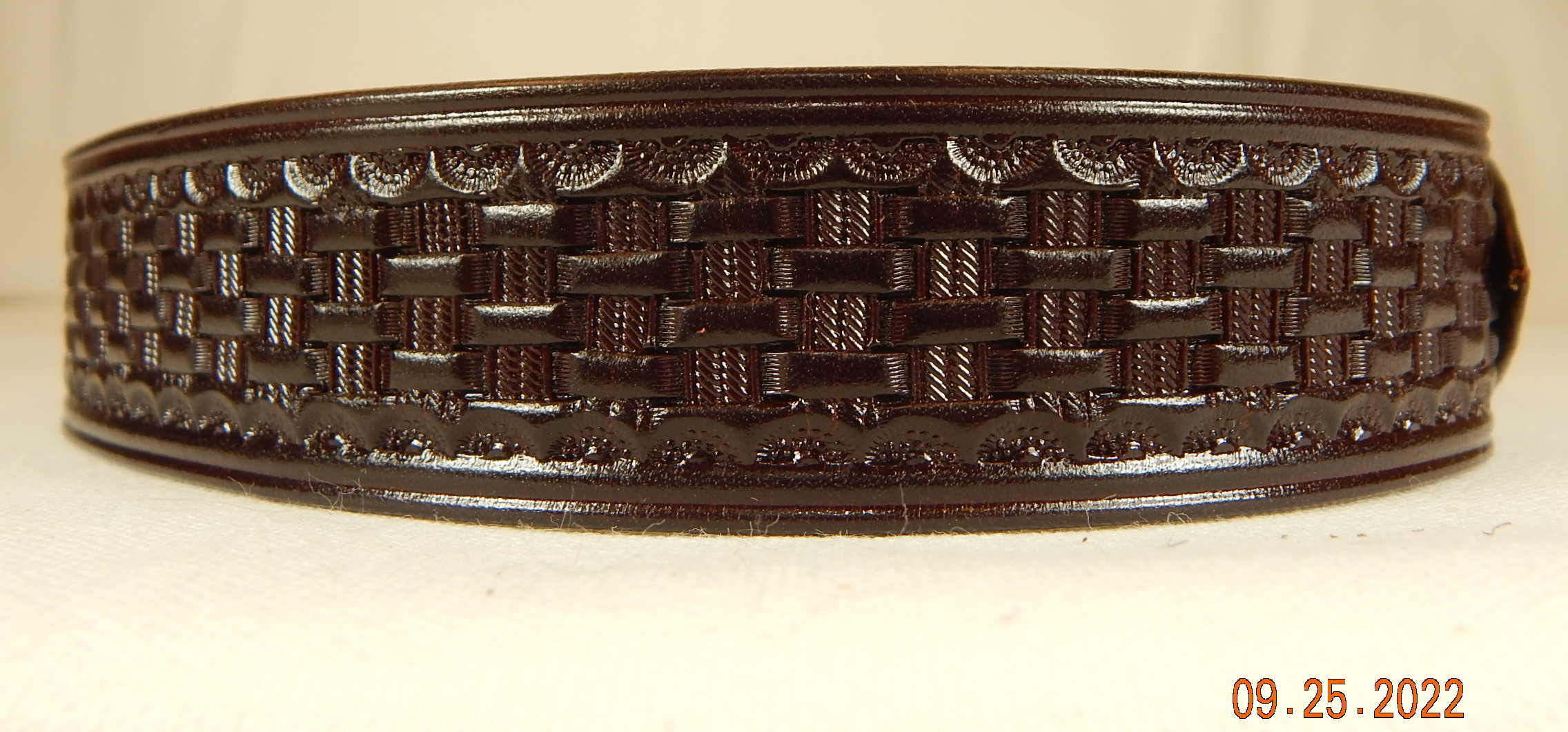 Leather Hat Band: Basket Weave Stamped