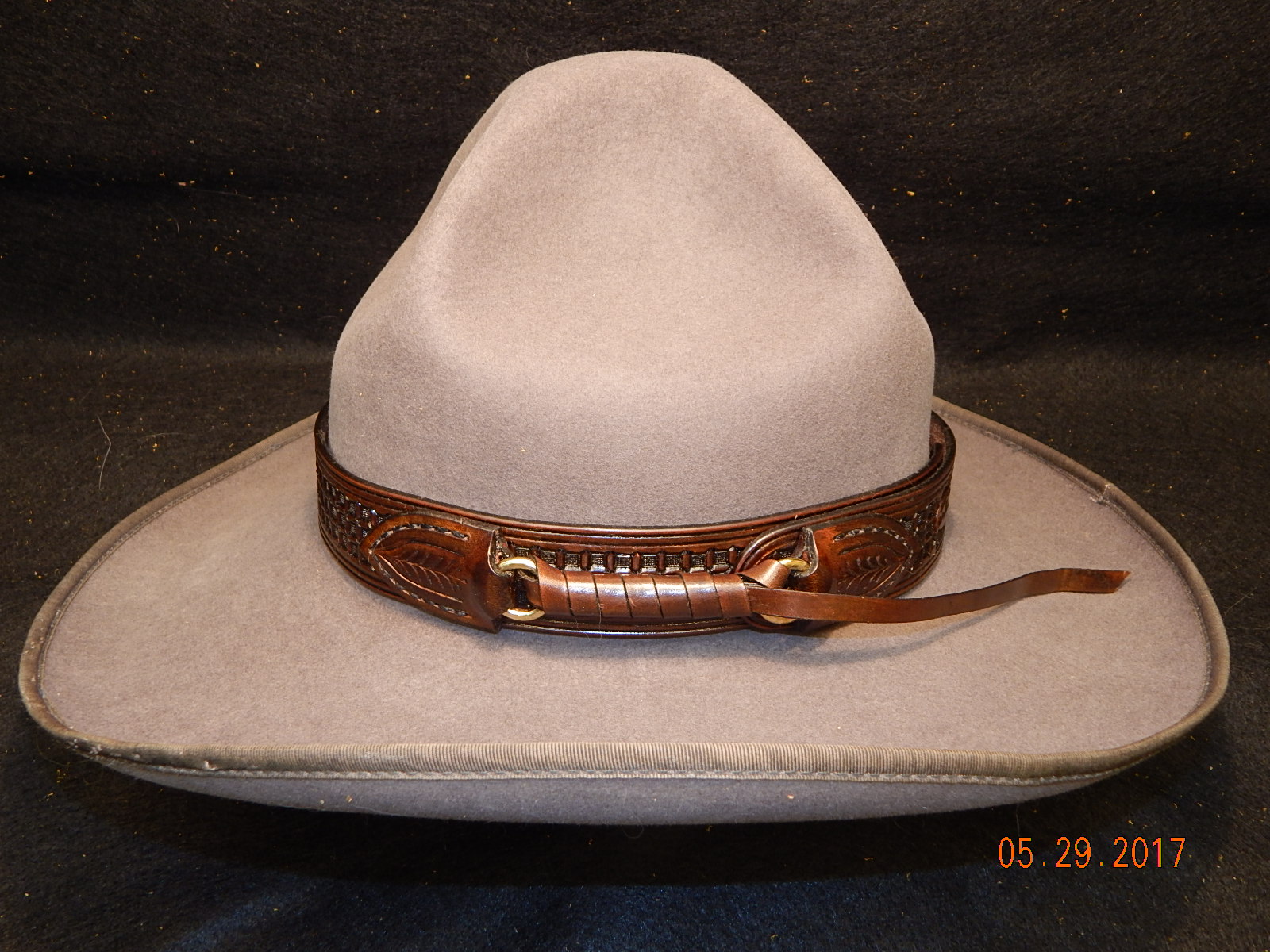 Leather Hat Band: Waffle Stamped