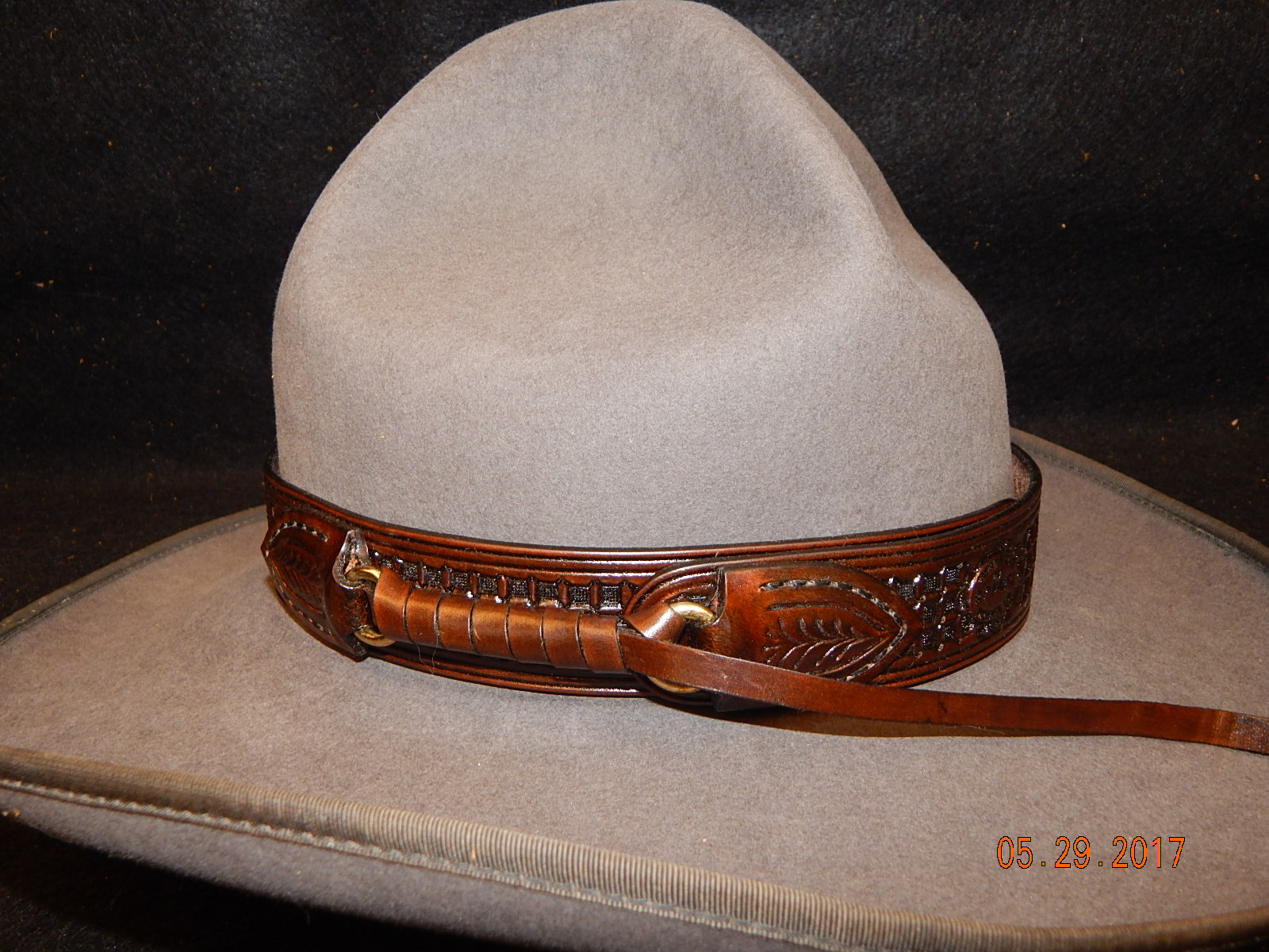 Leather Hat Band: Waffle Stamped