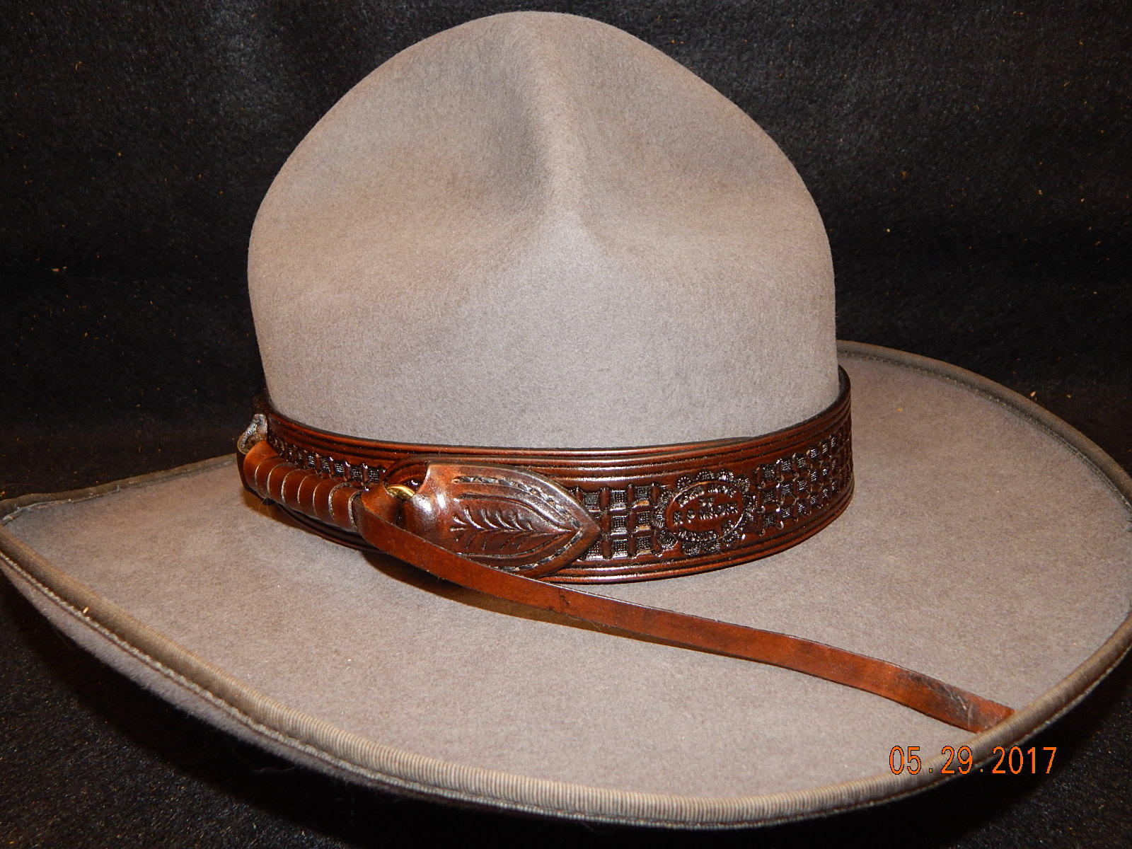 Leather Hat Band: Waffle Stamped