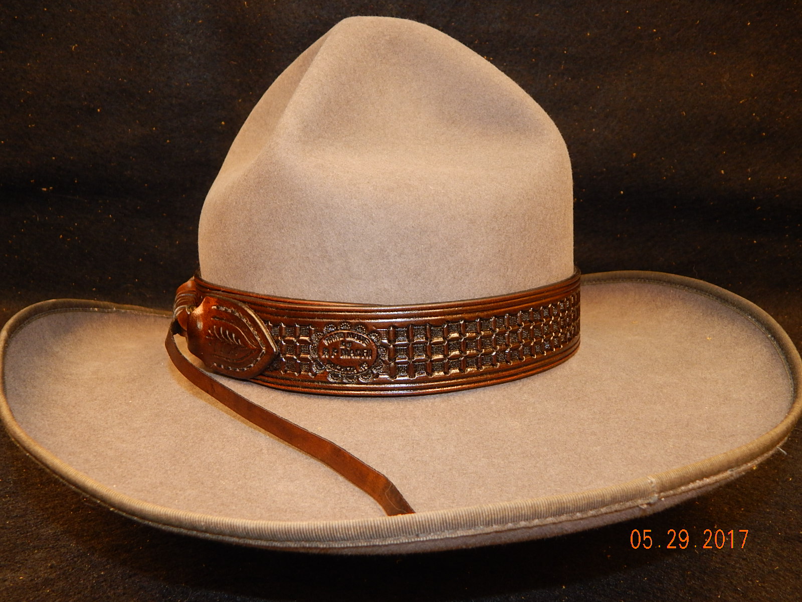 Leather Hat Band: Waffle Stamped