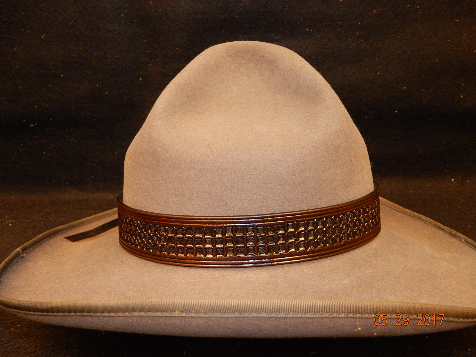 Leather Hat Band: Waffle Stamped