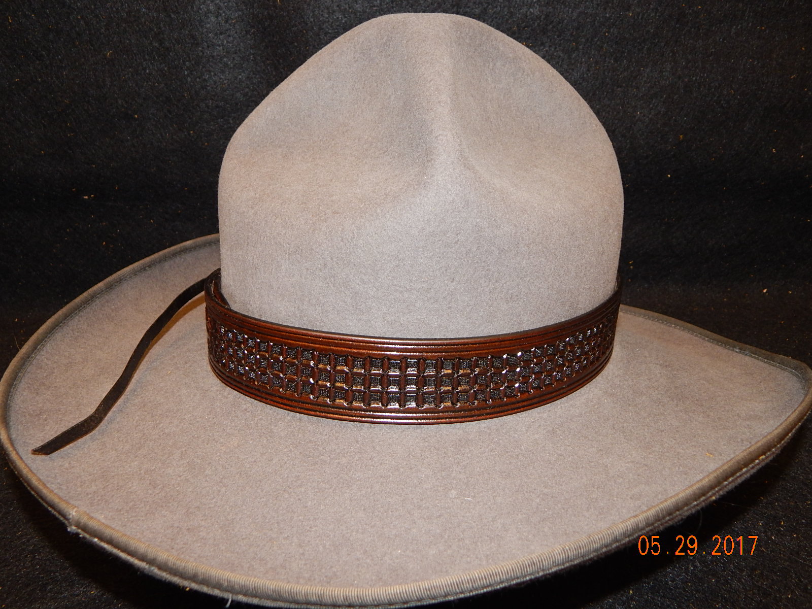 Leather Hat Band: Waffle Stamped