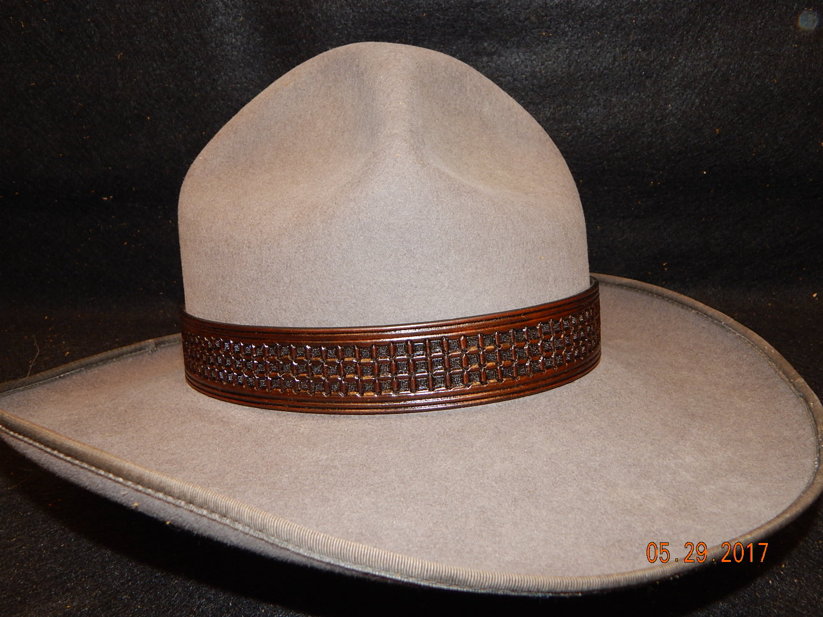 Leather Hat Band: Waffle Stamped