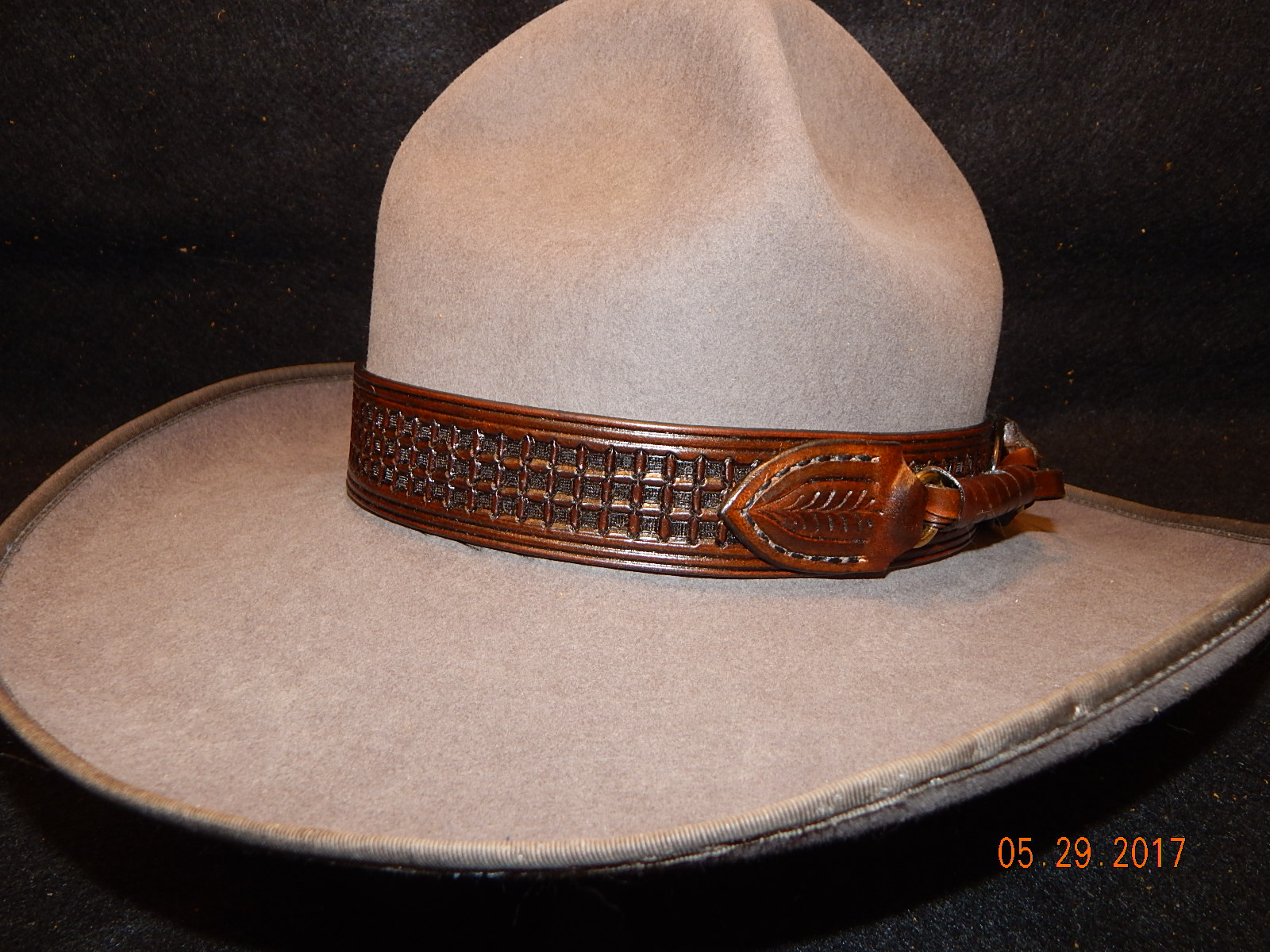 Leather Hat Band: Waffle Stamped