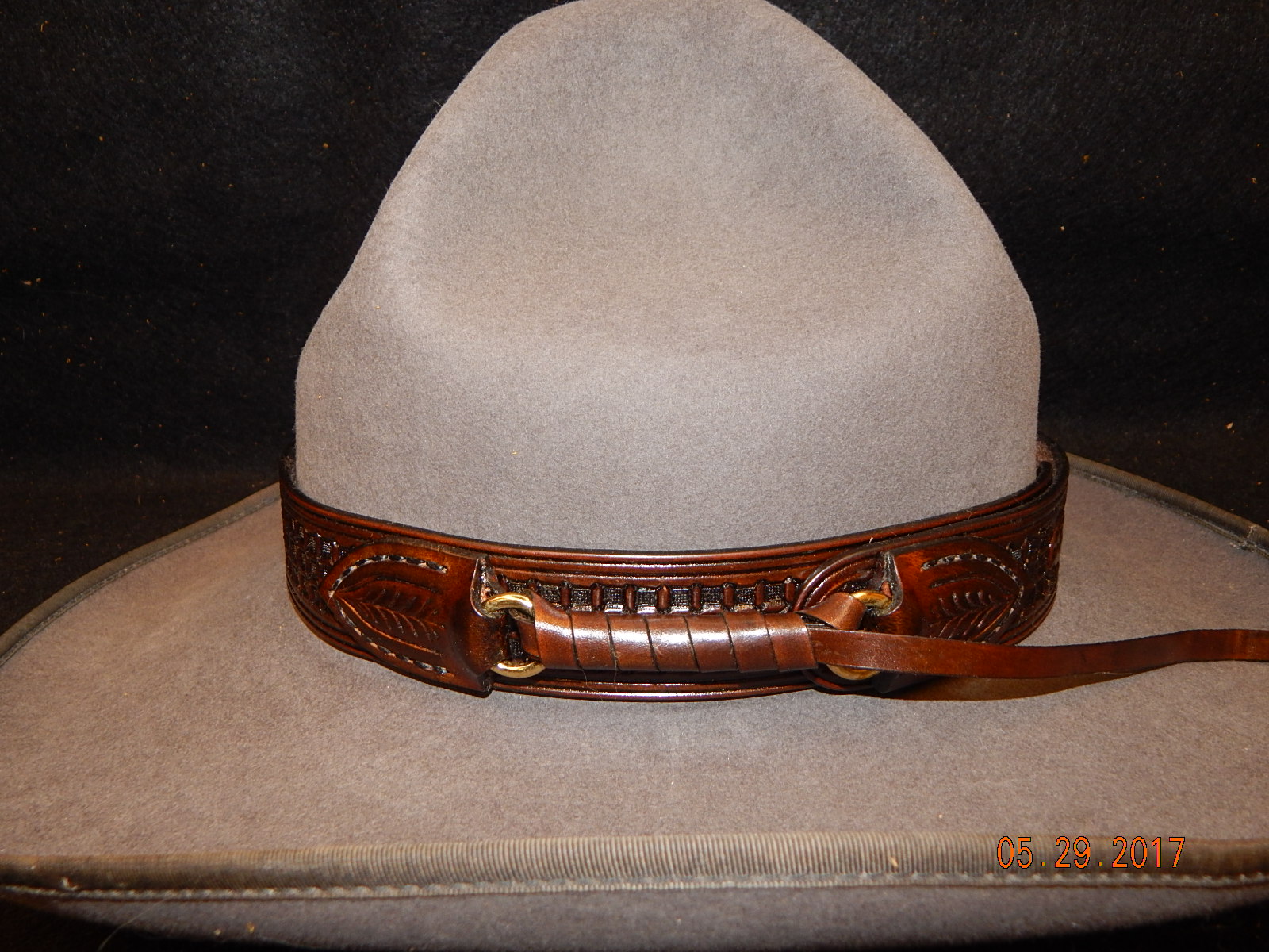 Leather Hat Band: Waffle Stamped