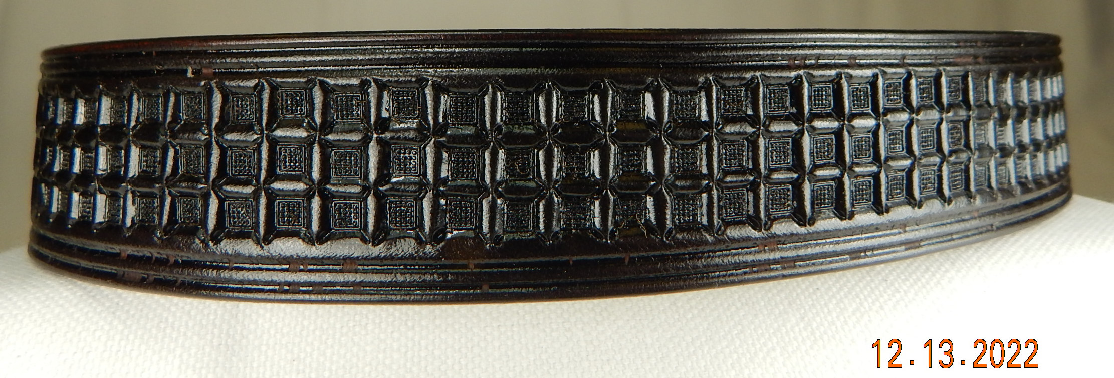 Leather Hat Band: Waffle Stamped