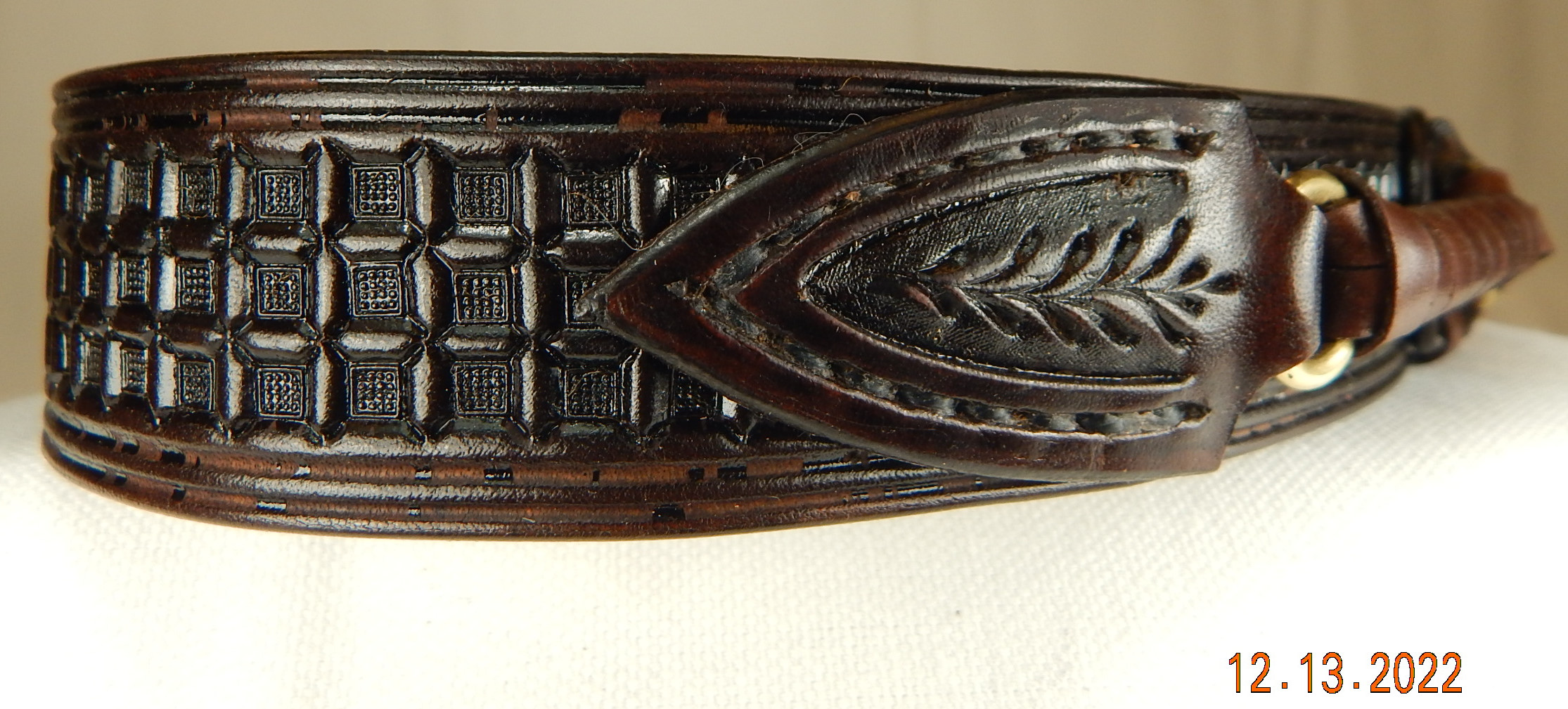 Leather Hat Band: Waffle Stamped