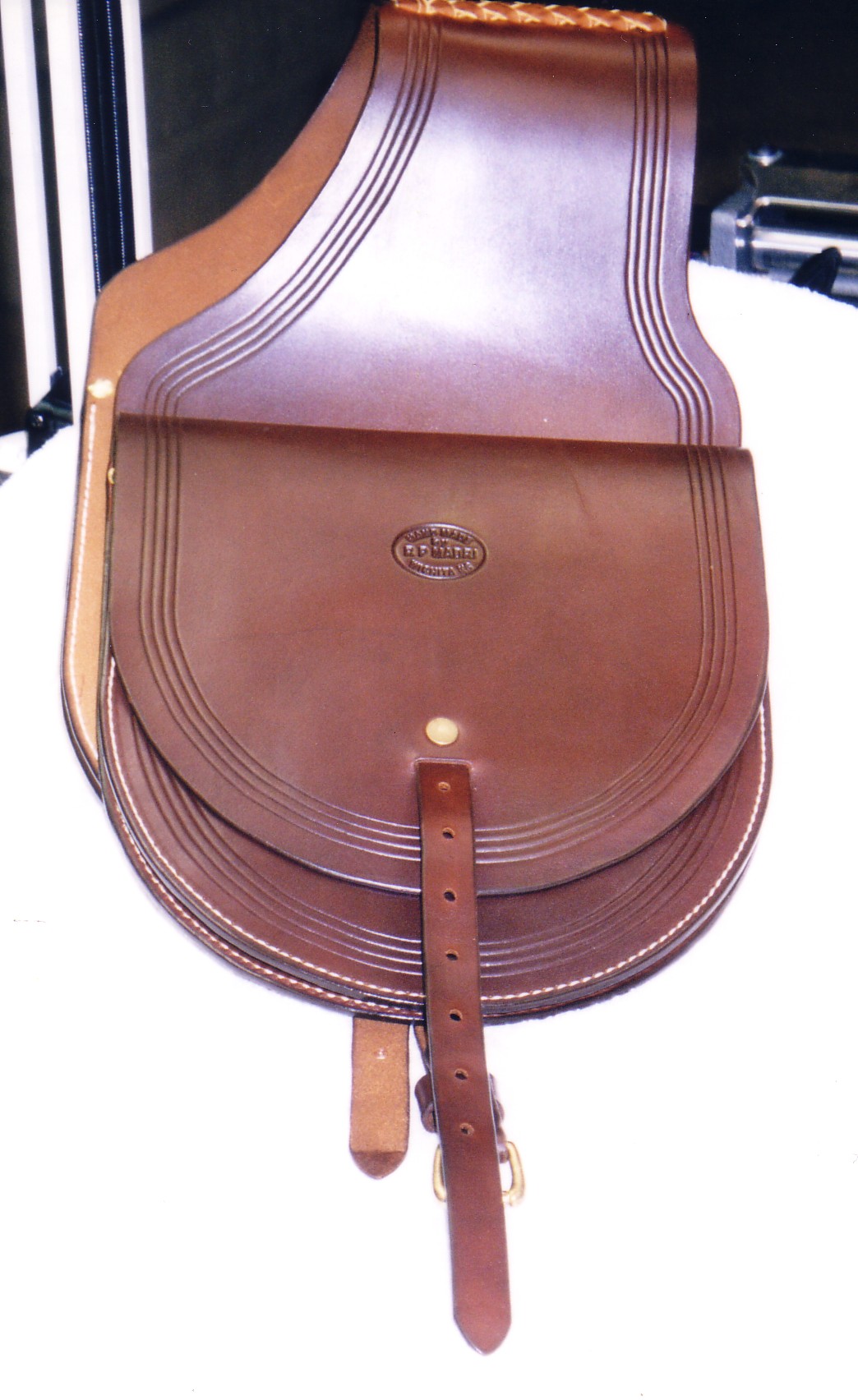 Leather Saddle Bags: Gray Design