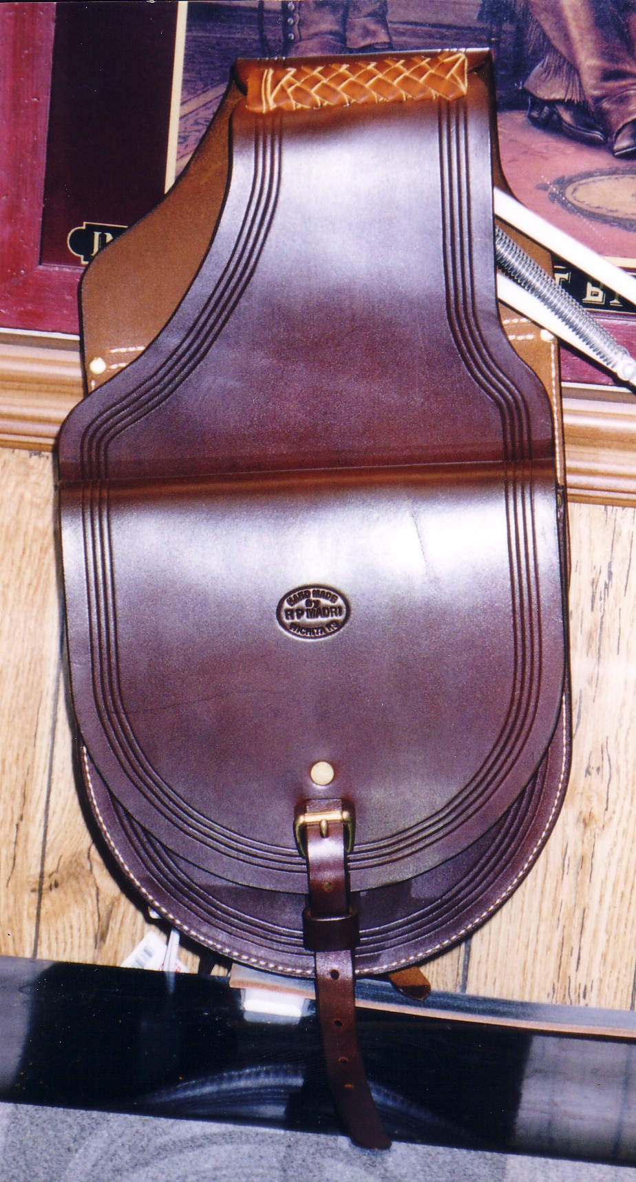 Leather Saddle Bags: Gray Design